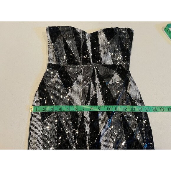 AS U WISH Tube Top Dress Sequin Cocktail Embellished Strapless Black Gray Size S - Picture 4 of 10